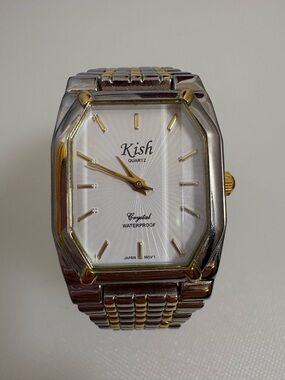 Kish Two-Tone Rectangular Quartz Watch - Silver & Gold Waterproof